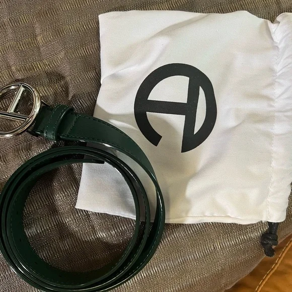 Green Telfar Belt with Chrome Logo Buckle ( worn once) - Picture 5 of 5
